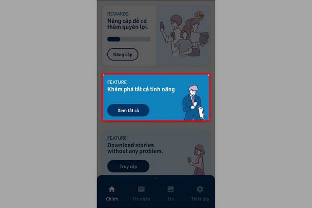 Bấm “Xem tất cả” tại mục “Feature”